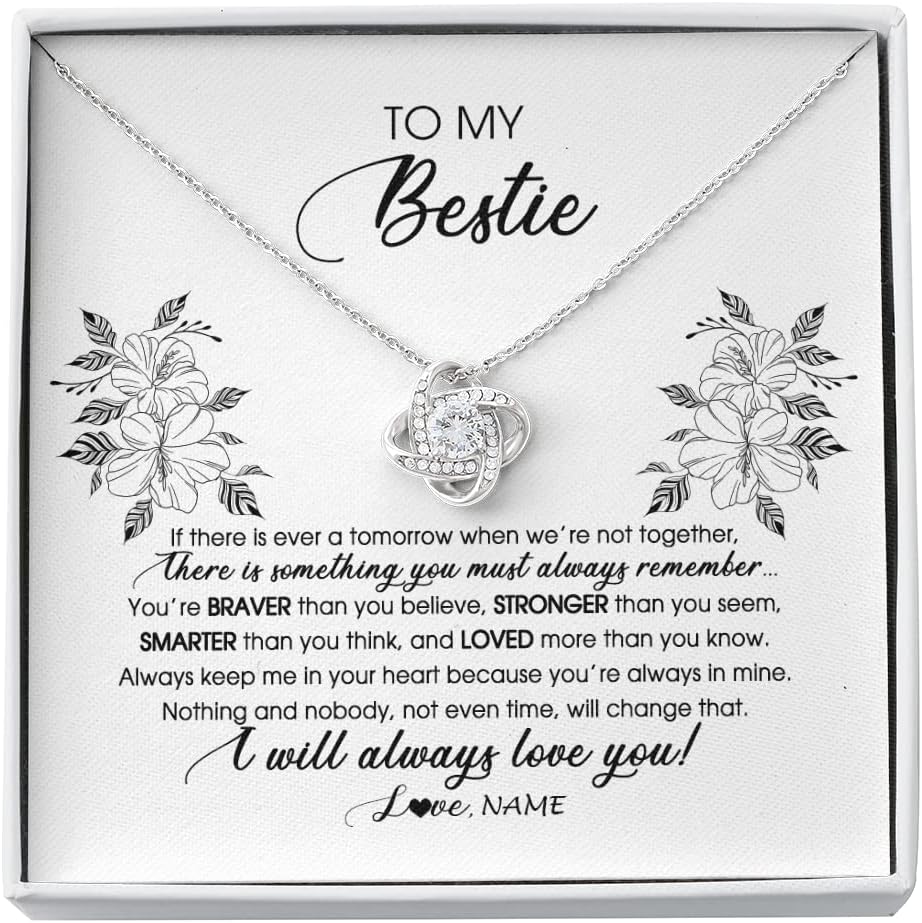 Yametee Personalized To My Bestie Necklace From Friend Sister Not Even Time Floral Bestie Best Friends Birthday Graduation Christmas Customized Message Card