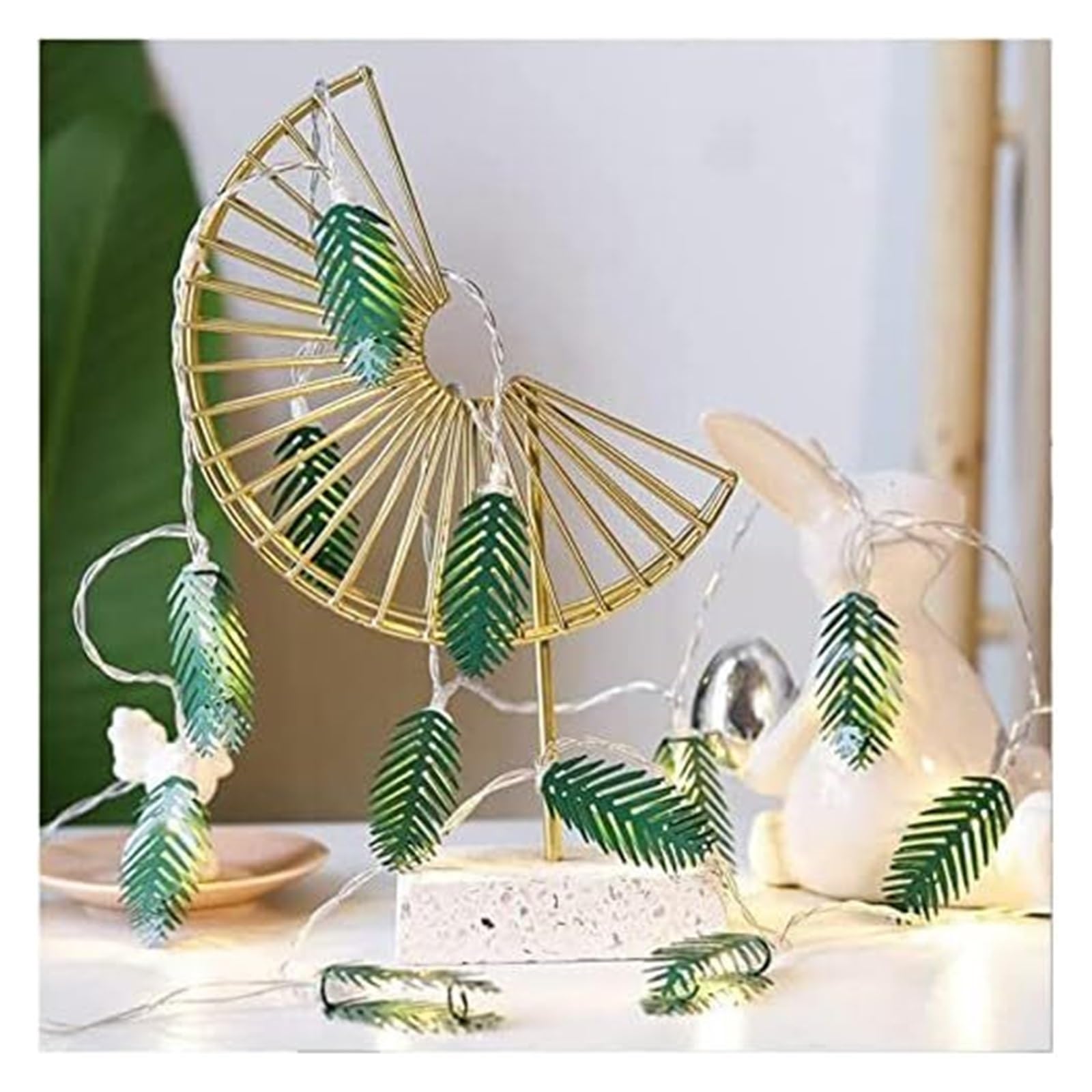 FBHFSUIEF Artificial Ivy Garland Lights|LED Battery Powered Hanging Plants String Lamp|Green Fake Vines Light(6.5FT(10LED))