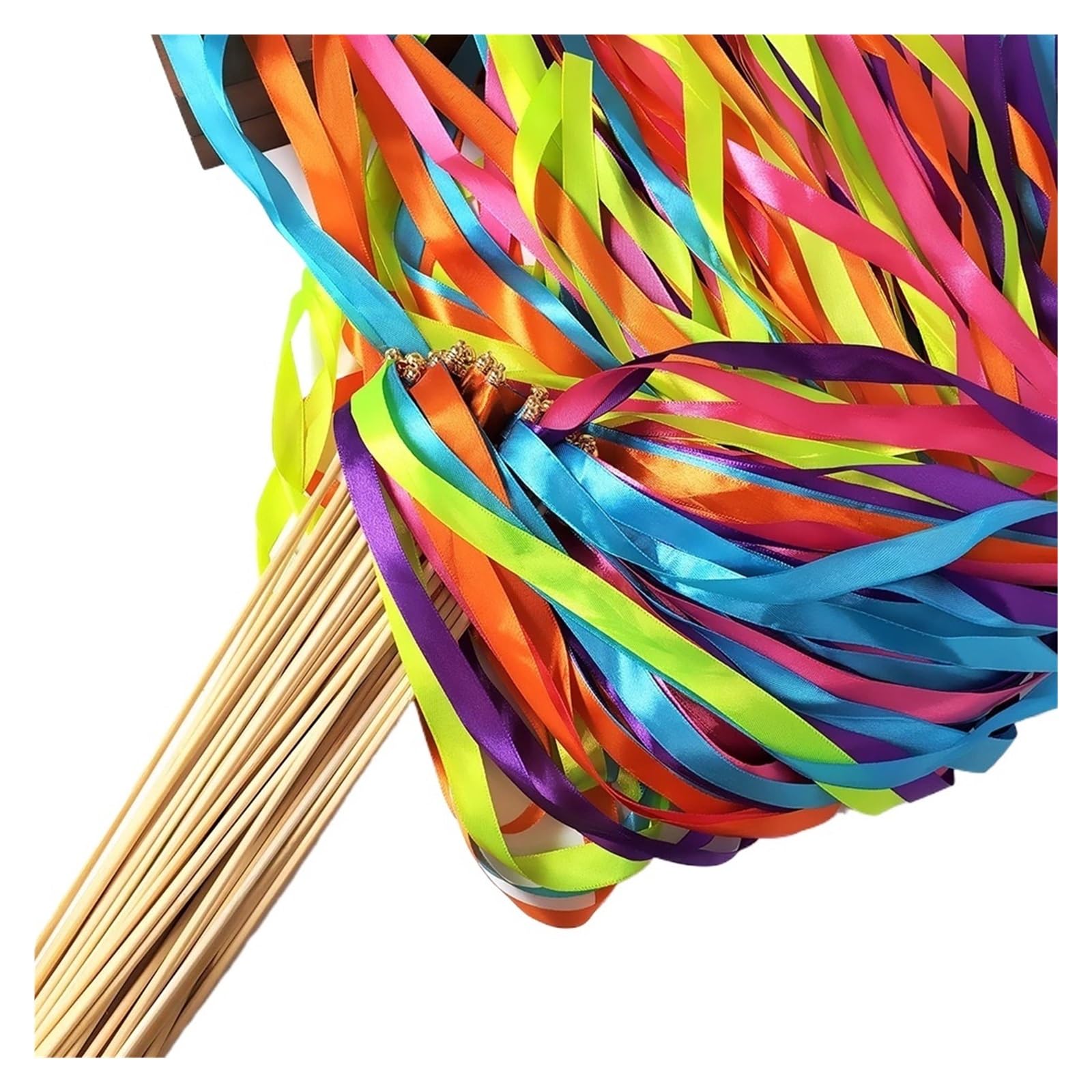 Bunte Farbbandstäbe， Hochzeit, Party, Tanz, Bänder, Zauberstäbe, Glocken, Luftschlangen, mehrfarbig, Packung mit 20 oder 50 Stück(Mix Color,50pcs)