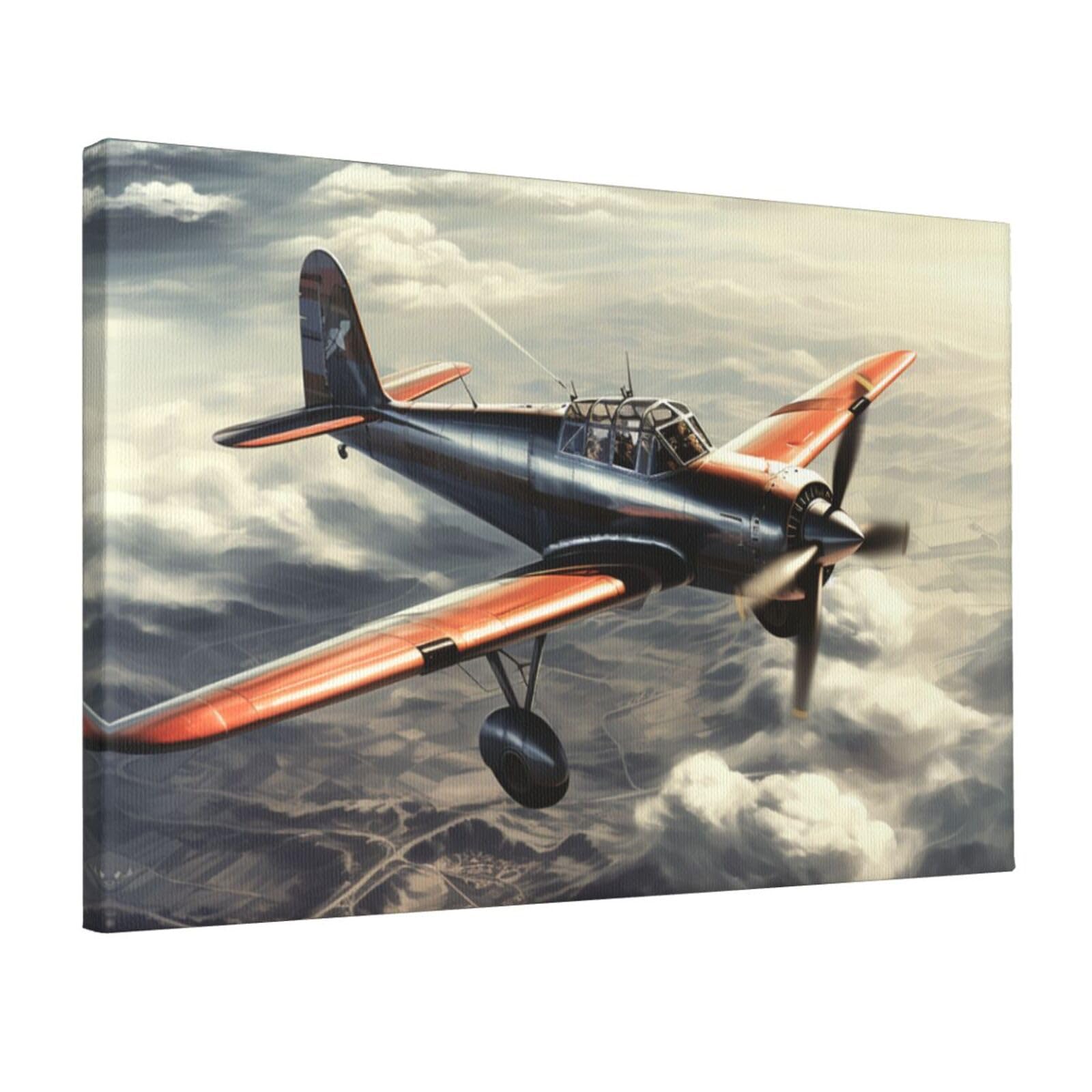 Canvas Wall Art for Living Room Wall Decor 12"x18" Modern Artwork Painting Pictures Hanging Canvas Prints Retro airplane Aesthetic Wall Art for Bedroom Bathroom Office Wallart Decor