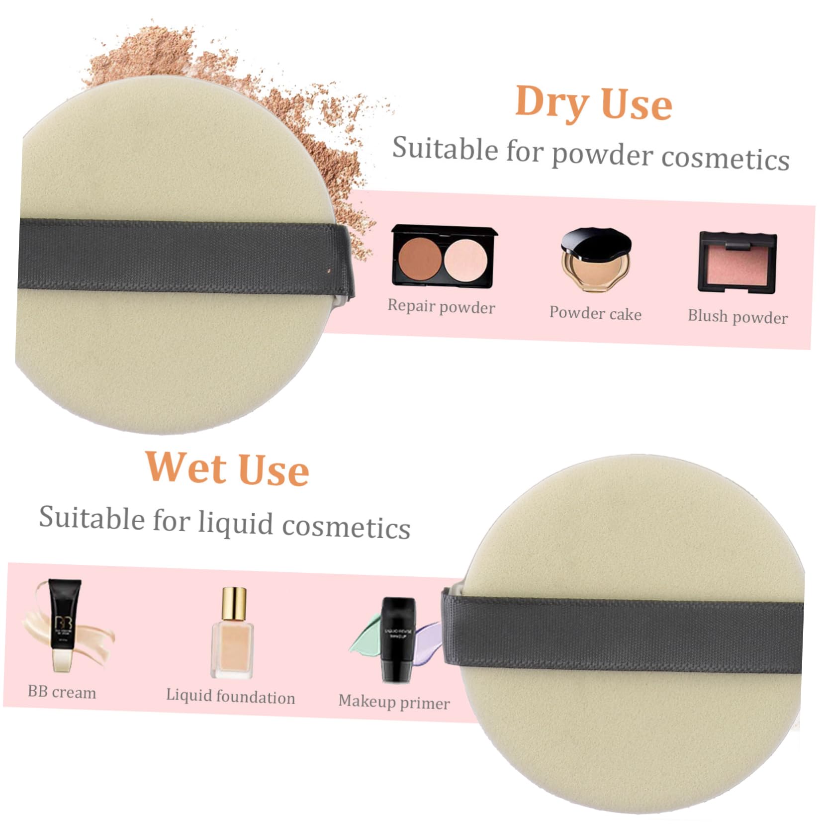 MERRYHAPY 4pcs Makeup Puff Dry Wet Two-sided Puff Velour for Makeup Pink Powder Face Powder Girls Cosmetics Easy to Use Clean