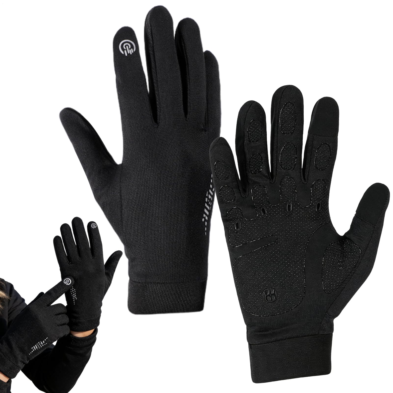 Générique Guanti invernali per la bicicletta - Attrezzatura per esterni completa per tempo freddo - Guanti invernali tattili, per ciclismo, corsa, sport, escursionismo, guida e camminate