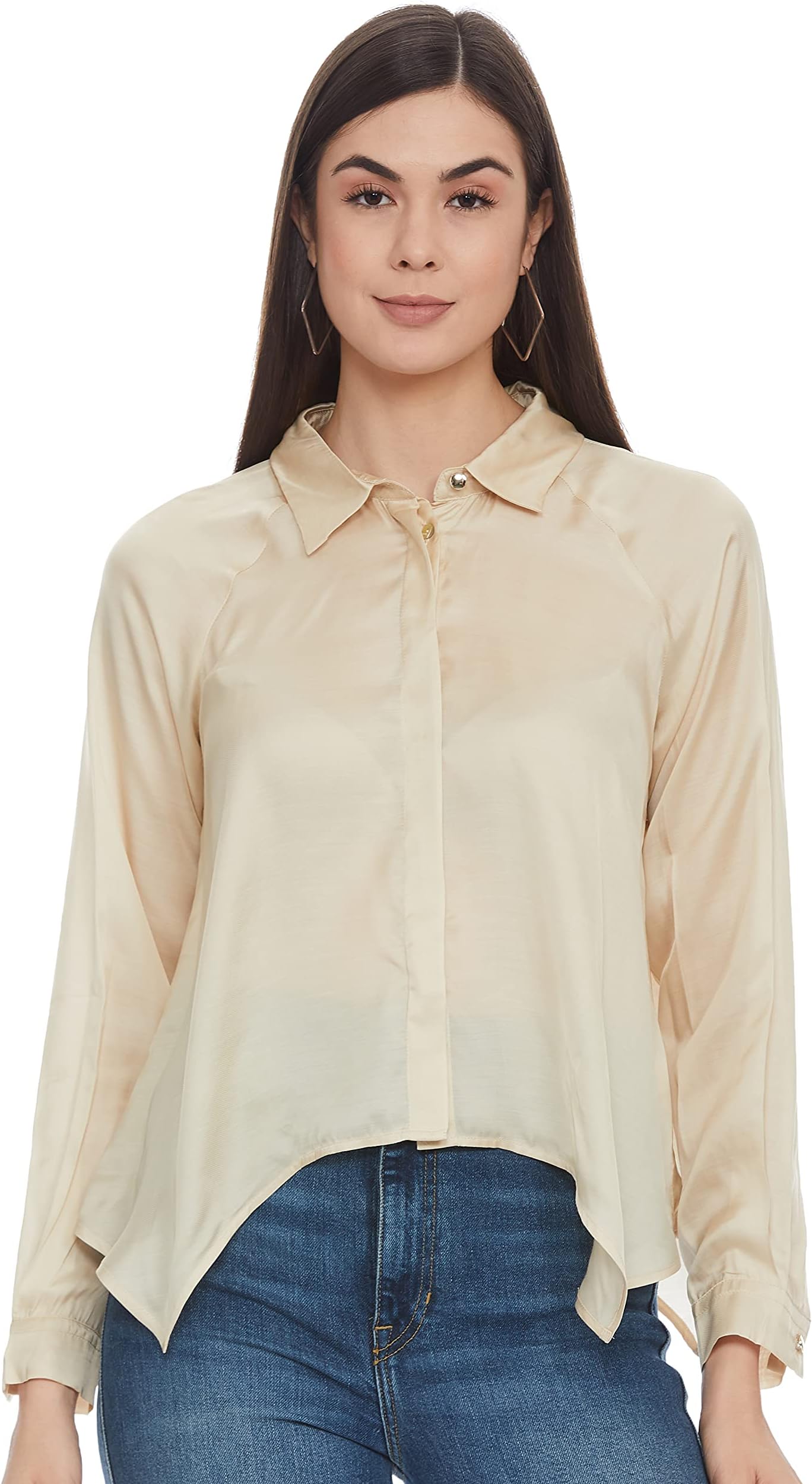 Label RITU KUMARCollar Neck Full Sleeves Solid Shirt