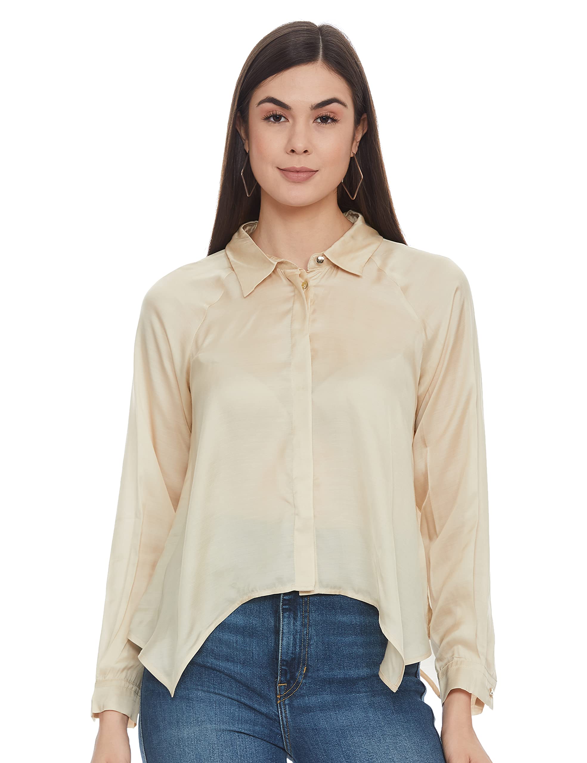 Label RITU KUMARCollar Neck Full Sleeves Solid Shirt