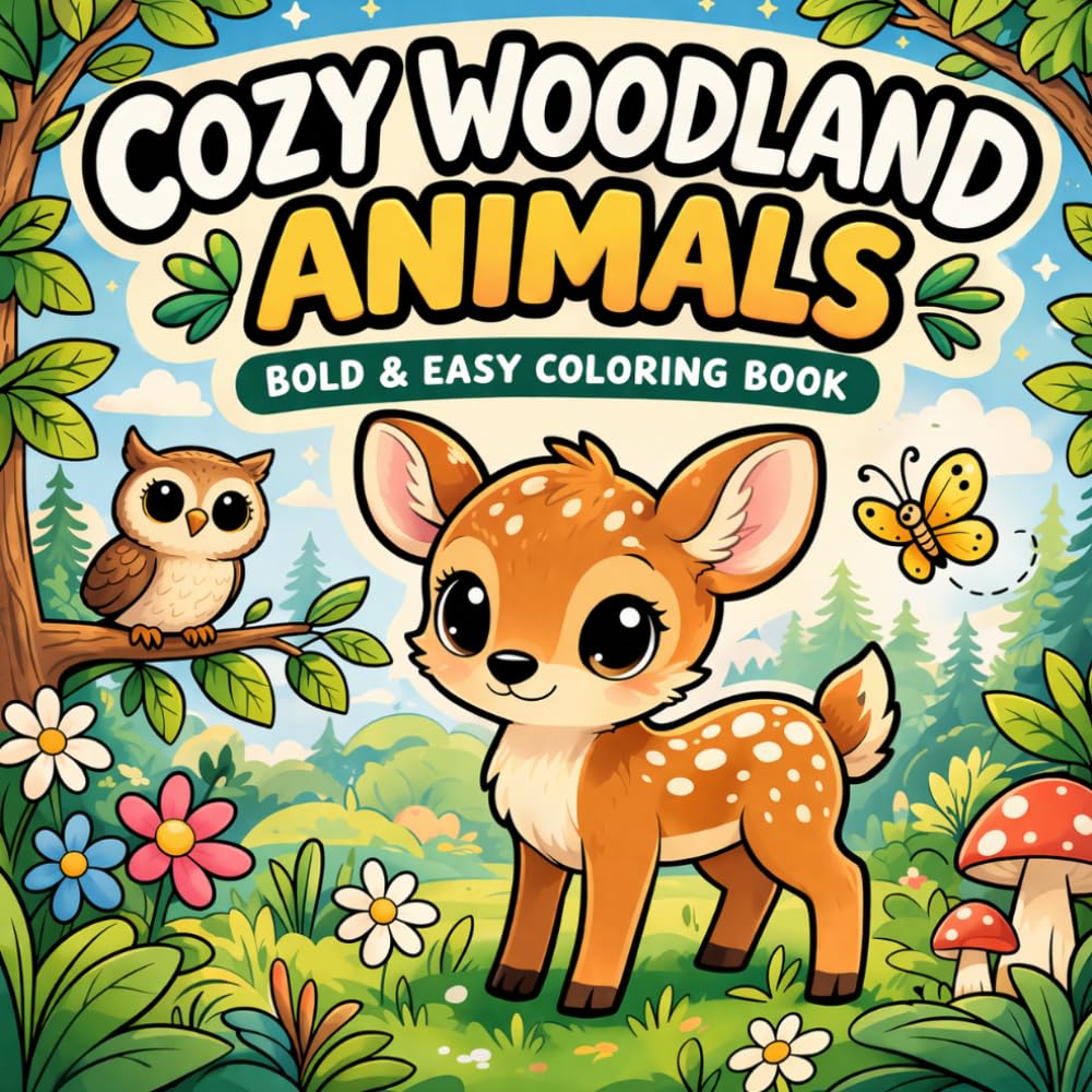 Cozy Woodland Animals Coloring Book Bold and Easy Forest Animal Designs for Relaxation and Stress Relief