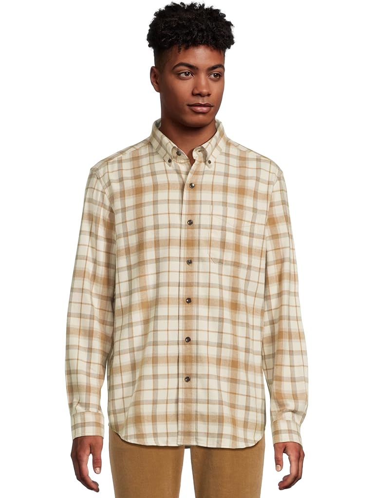 White L.L.Bean Scotch Plaid Flannel Shirt Traditional Fit
