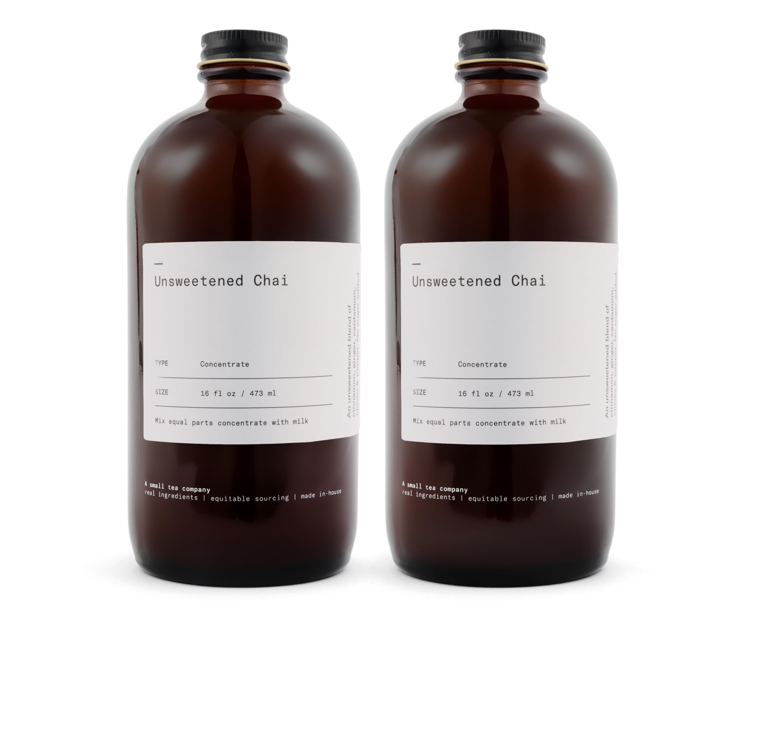 Dona Unsweetened Chai Concentrate (16oz Bottle Two Pack) Liquid Chai Tea Concentrate
