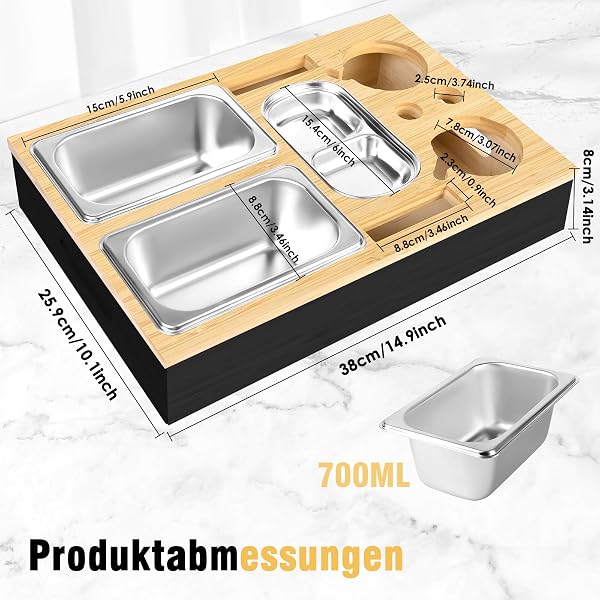 Herenear Couchbar, Snackbox Sofatablett, Couch Bar mit Geschenkbox, Snackspender mit Snackschale, Getränkehalter Flaschenhalter, Snackbar Organizer Abnehmbarer Deckel für Sofa (Schwarz) - 5