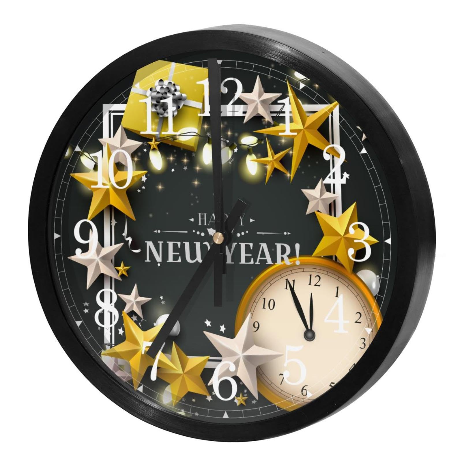 Horloge murale pour cuisine et école avec design étoiles dorées