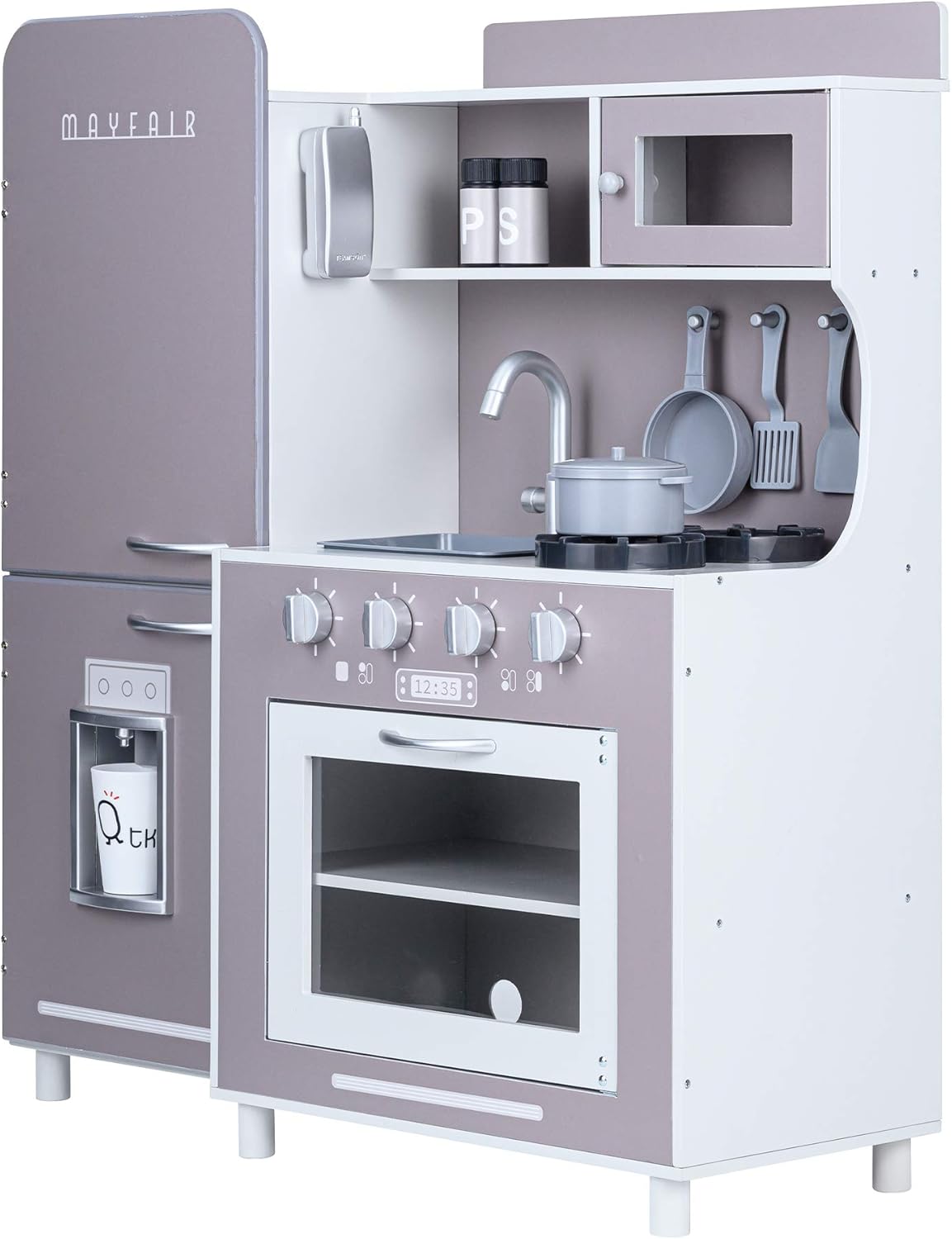 Teamson Kids Little Chef Mayfair Classic Kids Kitchen Playset with 11 Accessories, Gray