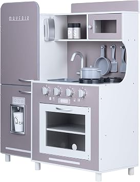Teamson Kids Mayfair Kids Wooden Play Kitchen & 11 Accessories Grey TD-13302C