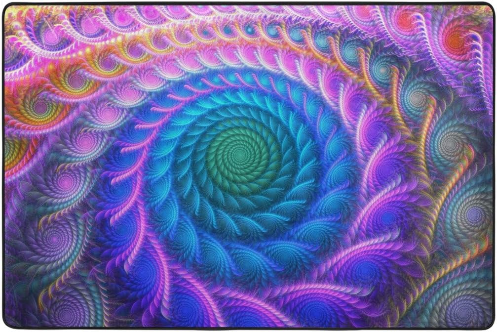 Ethel Ernest Non-Slip Doormat Cool Peacock Feather Trippy Area Rug Carpet Floor Mats Door Mat Indoor Outdoor Bathroom