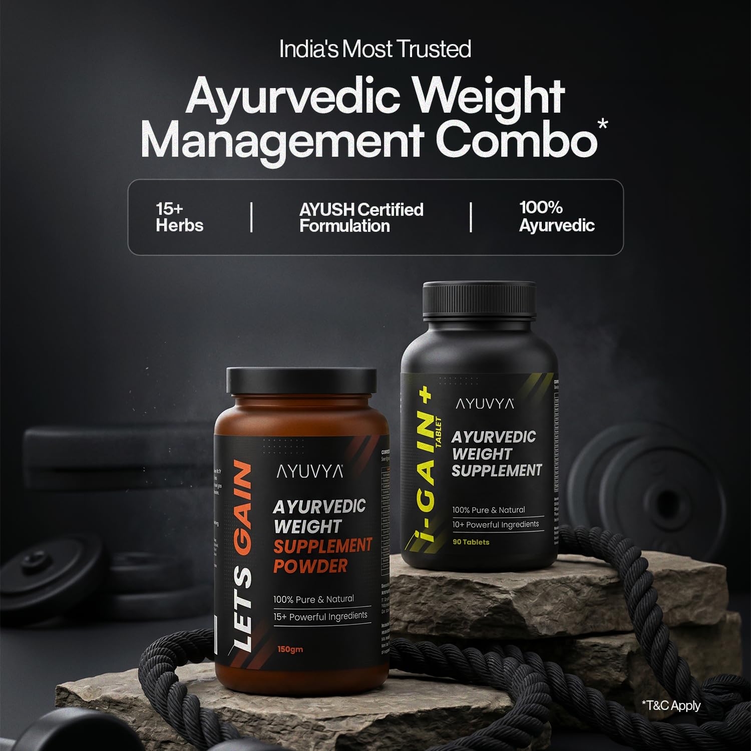 Ayuvya i-Gain+ & Lets Gain Weight Support Combo | i-Gain+ Helps In Improving Appetite, Digestion & Nutrient Absorption | Lets Gain Helps In Nourishing Body For Muscle Health