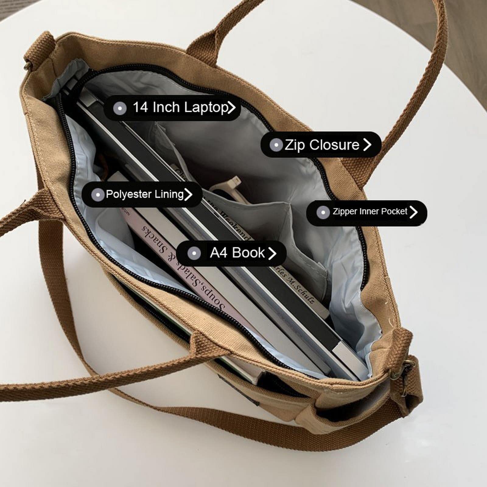 MOGSA Bolso de hombro para mujer, estilo retro, de gran tamaño, de lona, de algodón, cruzado, con cremallera, casual, con múltiples bolsillos