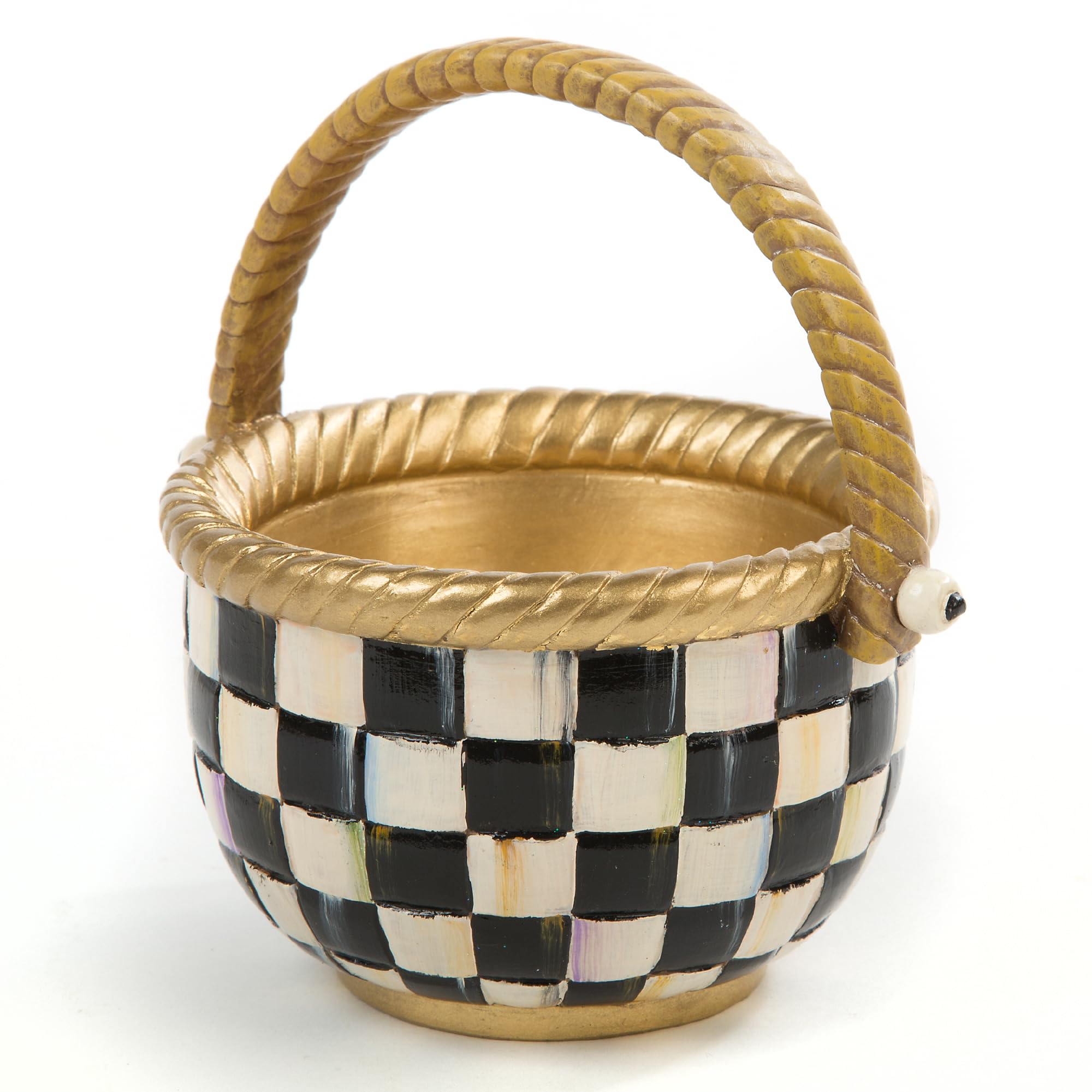 MACKENZIE-CHILDS Courtly Check Small Basket, Cute Basket for Gifts and Storage, Spring and Easter Basket Decor