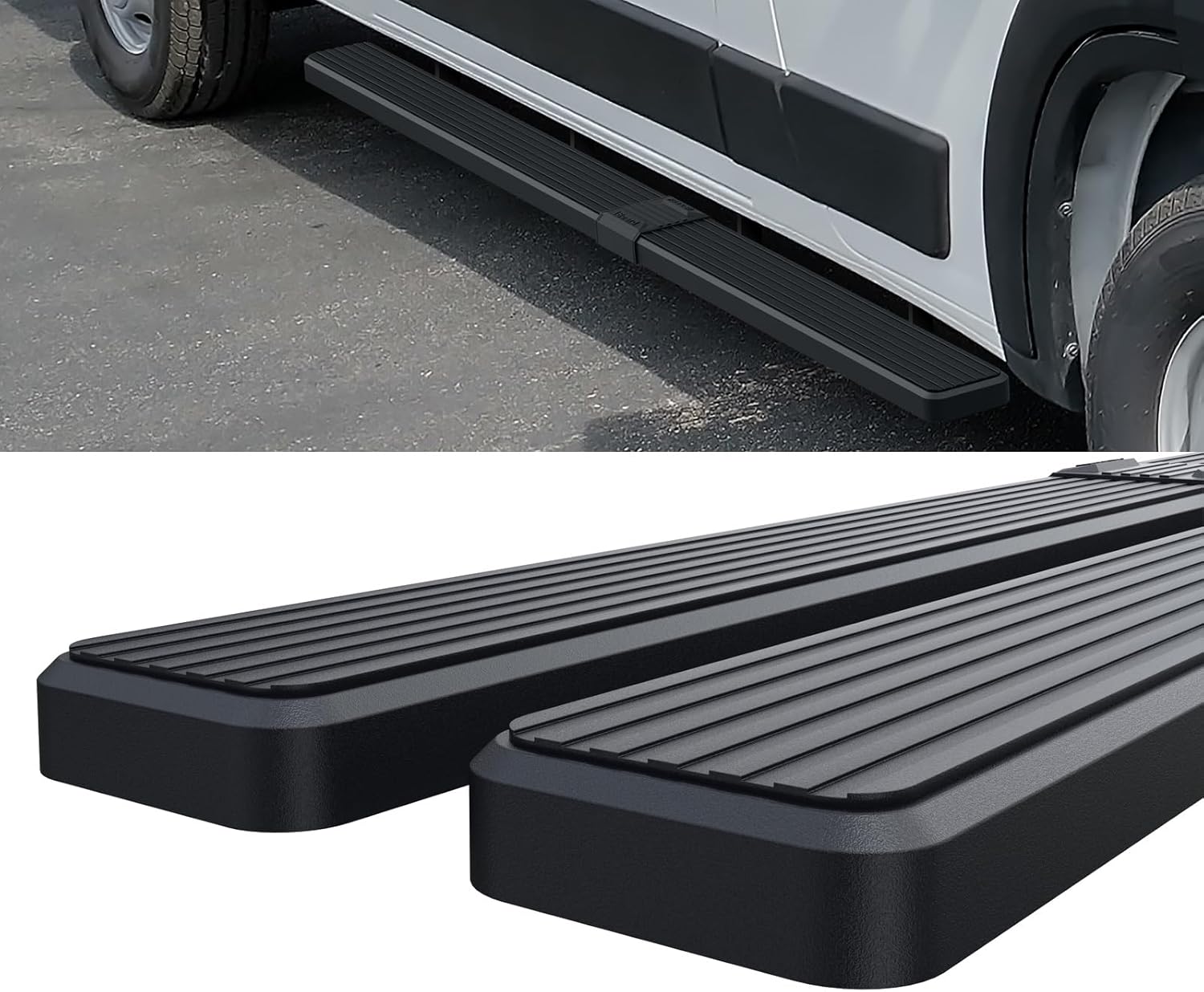HD Ridez Stainless Steel Running Board 5in Black Compatible with Ram ProMaster 2014-2024 Full Size Van 136 inches 159 inches Wheelbase 3-Door (Side Steps Side Bars)