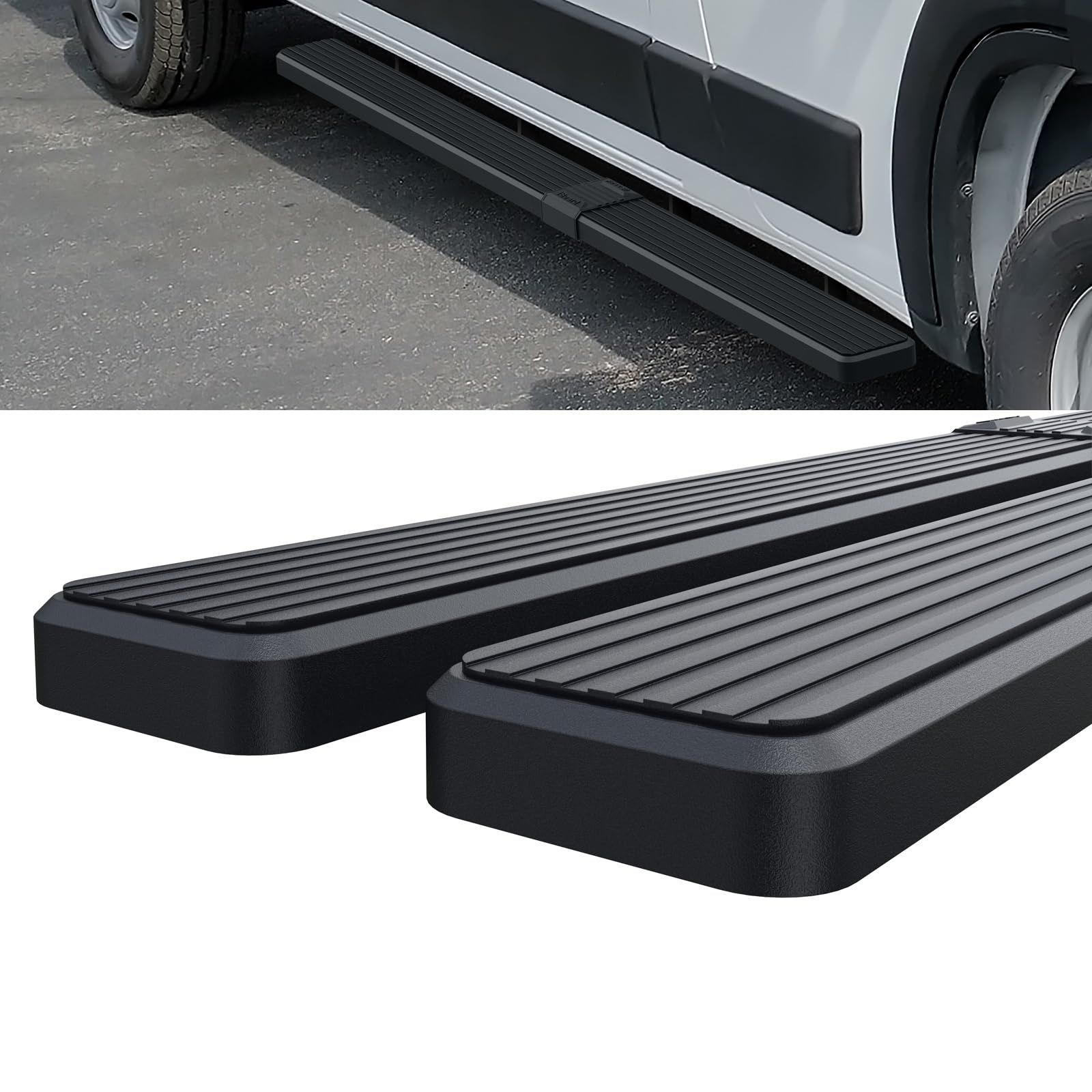 KarParts360 Rear Bumper End Pair For Ram ProMaster 1500/2500/3500 (2021-2024) - Black Plastic W/ Reflector