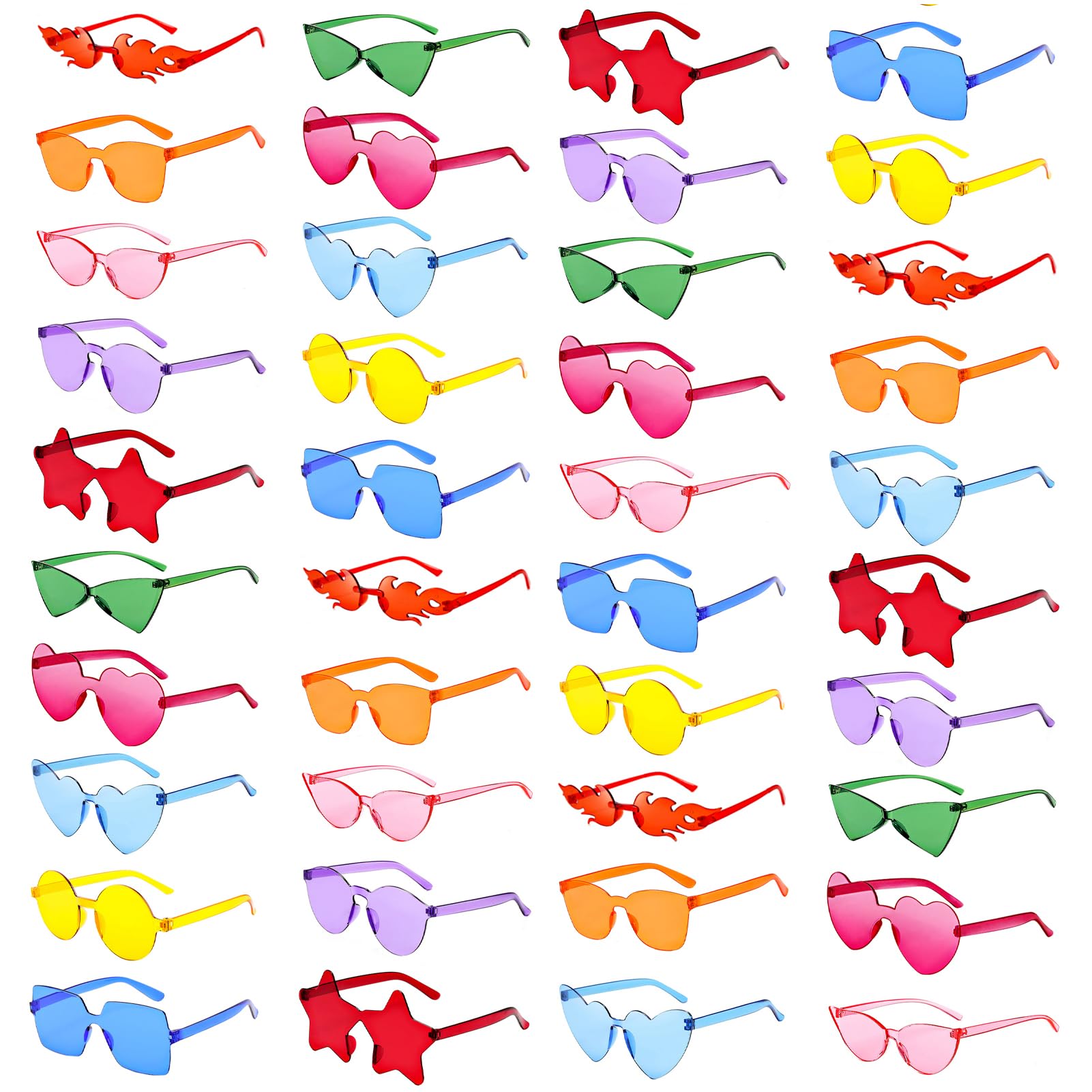 Paquete de 10/20/40 lentes de sol divertidos y coloridos sin montura para fiestas, a granel, retro, divertidos, para regalos de despedida de soltero