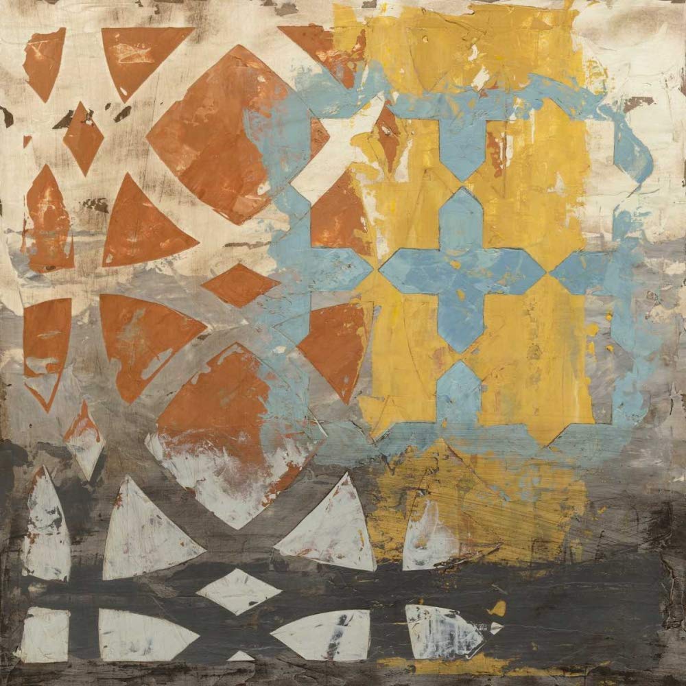 CANVAS-FRAMED-with-AMERICAN-BOX Four Stars I Meagher Megan - Abstract square Art print Abstract Contemporary Modern Patterns Pattern Desi Floating frame 35_X_35_in