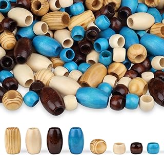 LAIDANLA 135PCS Wooden Beads 4 Colors Large Hole Loose Spacer Beads Natural Wood Hair Bead for Macrame Making Bracelet Necklace Hair DIY Craft Handmade Decor