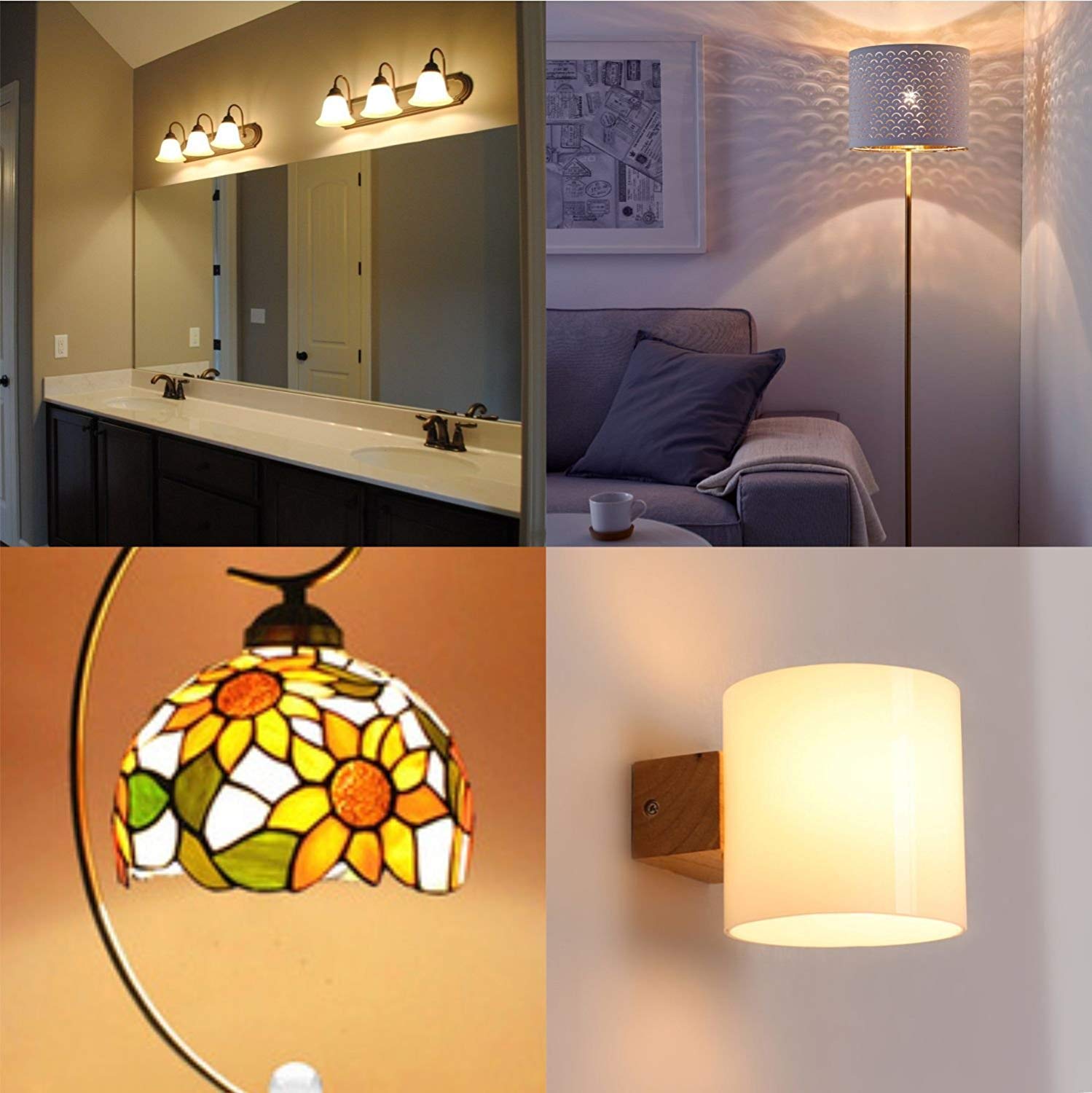 foco LED de filamento largo de 2 W T6, 25 W, equivalente a E12 candelabro, foco LED estilo Edison regulable 2700 K, luz blanca cálida, paquete de 4