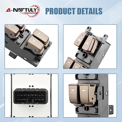 Miniatura 7 de A-NAFTULY Interruptor de ventana eléctrica principal del lado del conductor para Hyundai Sonata 2008 2009 2010, interruptor de control de la ventana