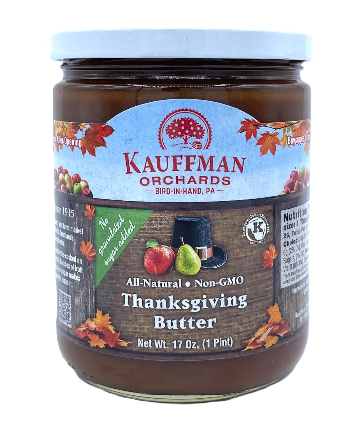 Kauffman Orchards All-Natural Thanksgiving Butter Spread, 17 oz. Jar (Pack of 2)