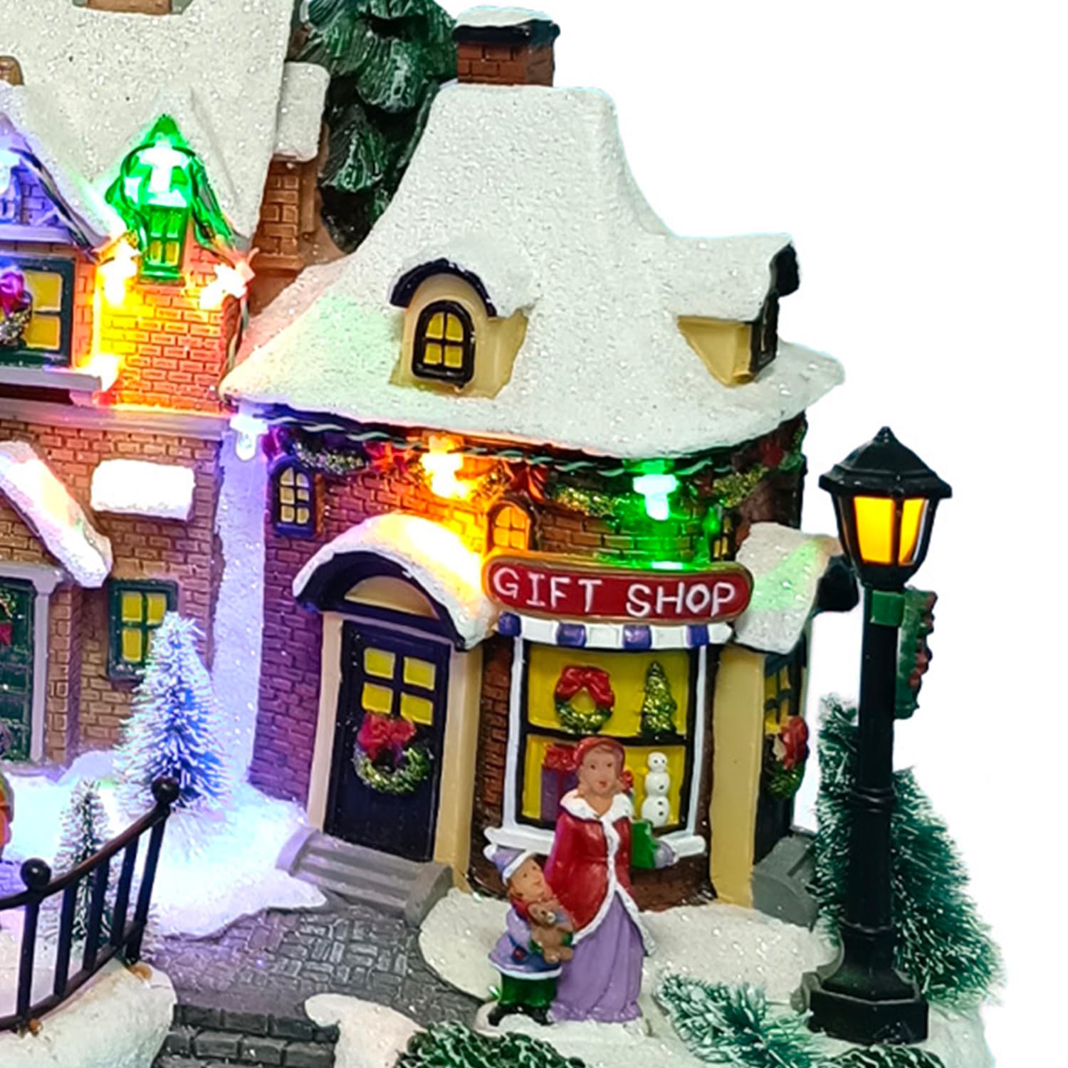 Avilia Pueblo de Navidad Animado con iluminación LED y música navideña – Ideal para Decorar de Forma única y Moderna tu casa – Fabricado con Materiales Resistentes – 31 x 38 x 22 cm