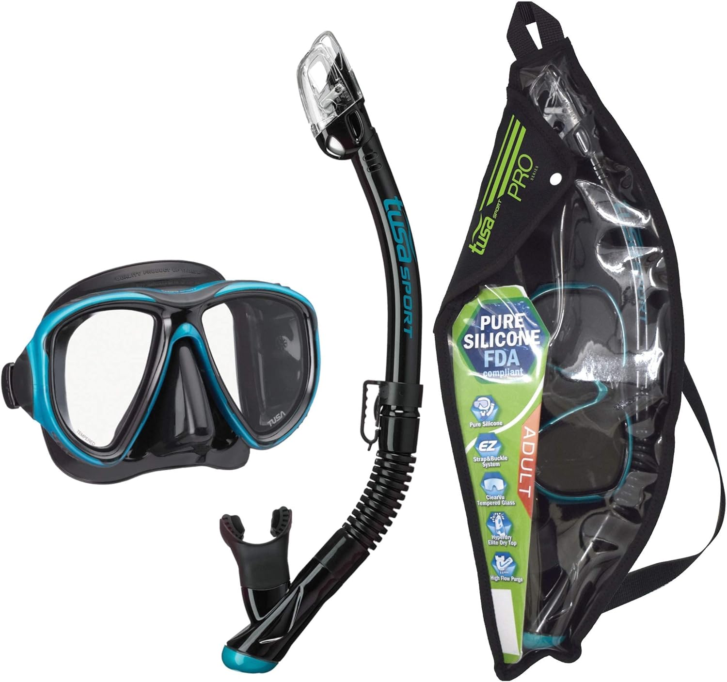 TUSA Sport Adult Powerview Mask and Dry Snorkel Combo