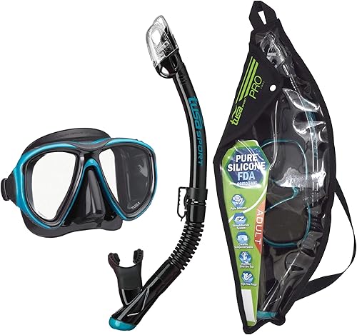 Miniatura 12 de TUSA Combo de máscara deportiva Powerview y snorkel seco para adultos Negro/Rojo (con bolsa reutilizable),Negro/Rojo,Lente espejada