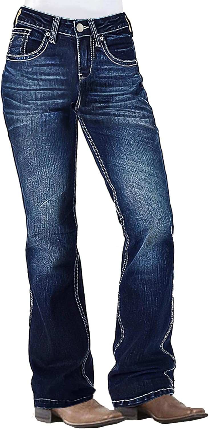 Flamingals Low Rise Boot Cut Jeans for Women Butt Lifting Western Pants with Pockets Flare Jeans Women