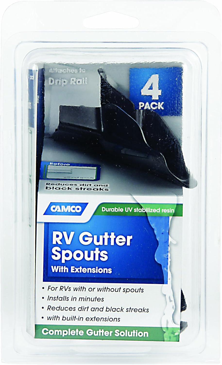 Camco 42323 Gutter Spout with Extension - Pack of 4, Black : Automotive