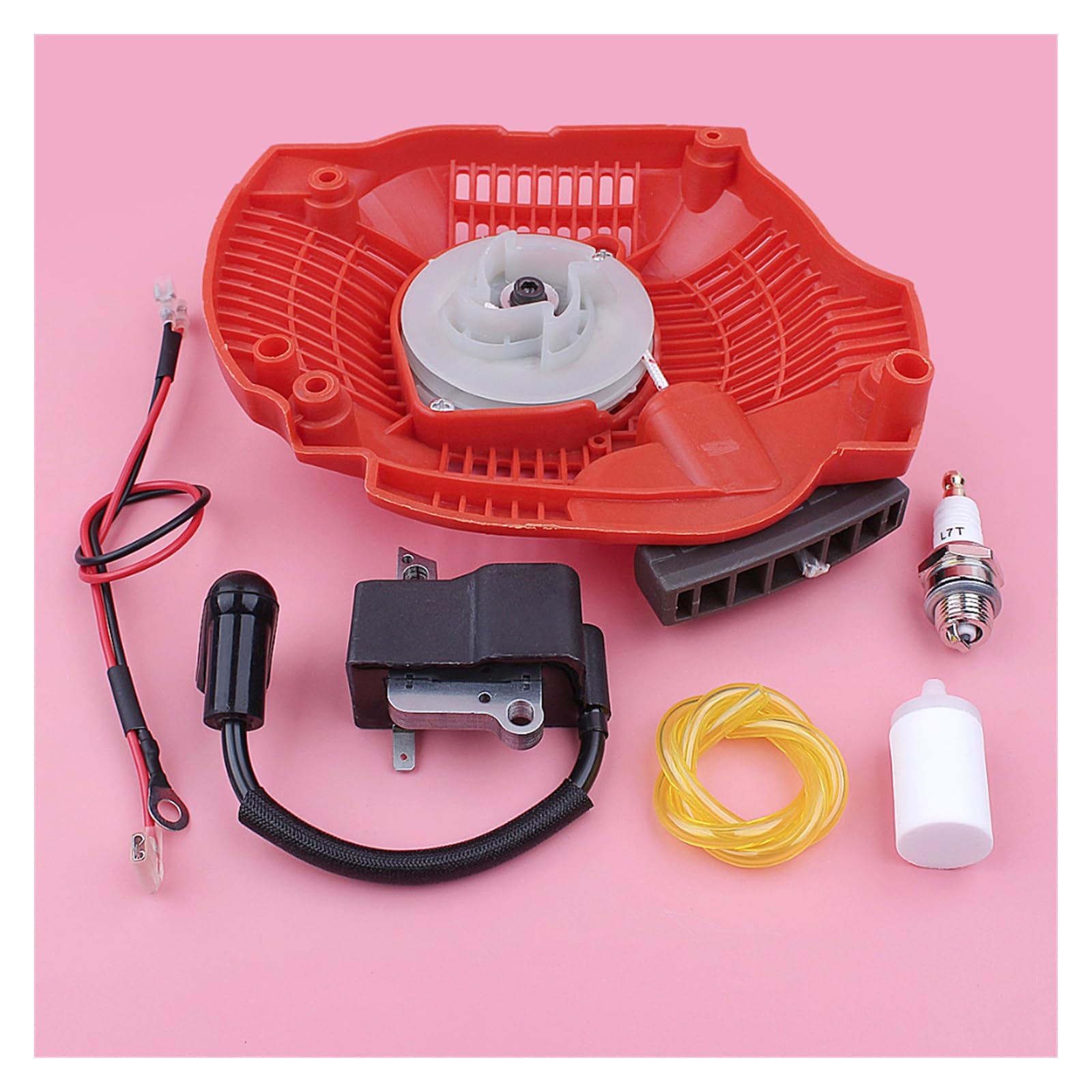 Bobina de encendido de arranque por cuerda for Husqvarna 445 450 línea de filtro de combustible herramienta de bujía motosierra reemplazar pieza de repuesto
