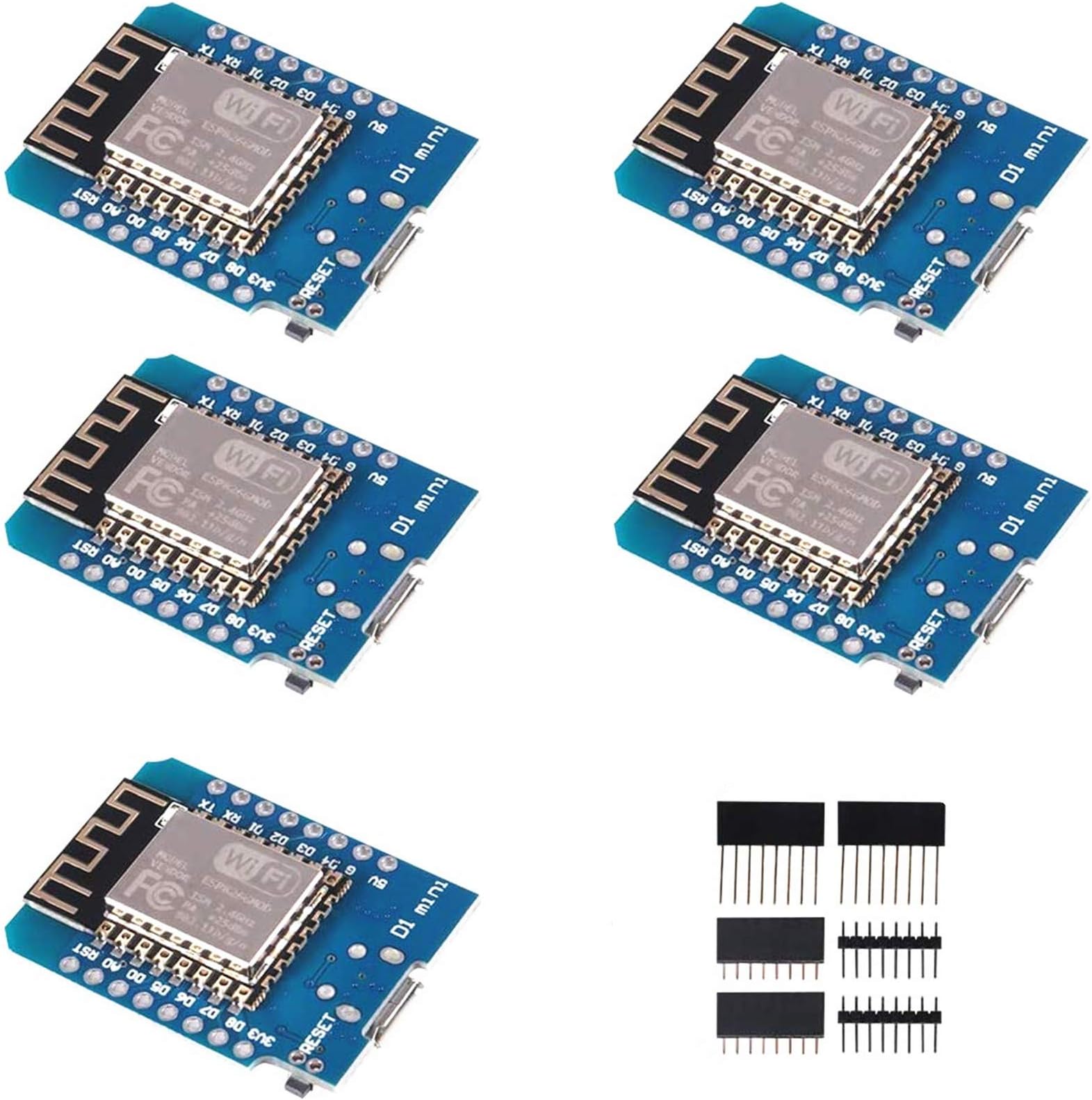 ACEIRMC 5pcs ESP8266 ESP-12 ESP-12F NodeMcu Mini D1 Module WeMos Lua 4M Bytes WLAN WiFi Internet Development Board Base on ESP8266 ESP-12F for Arduino,Compatible with WeMos D1 Mini
