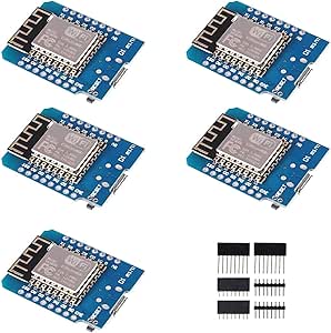 ACEIRMC 5pcs ESP8266 ESP-12 ESP-12F NodeMcu Mini D1 Module WeMos Lua 4M Bytes WLAN WiFi Internet Development Board Base on ESP8266 ESP-12F for Arduino,Compatible with WeMos D1 Mini