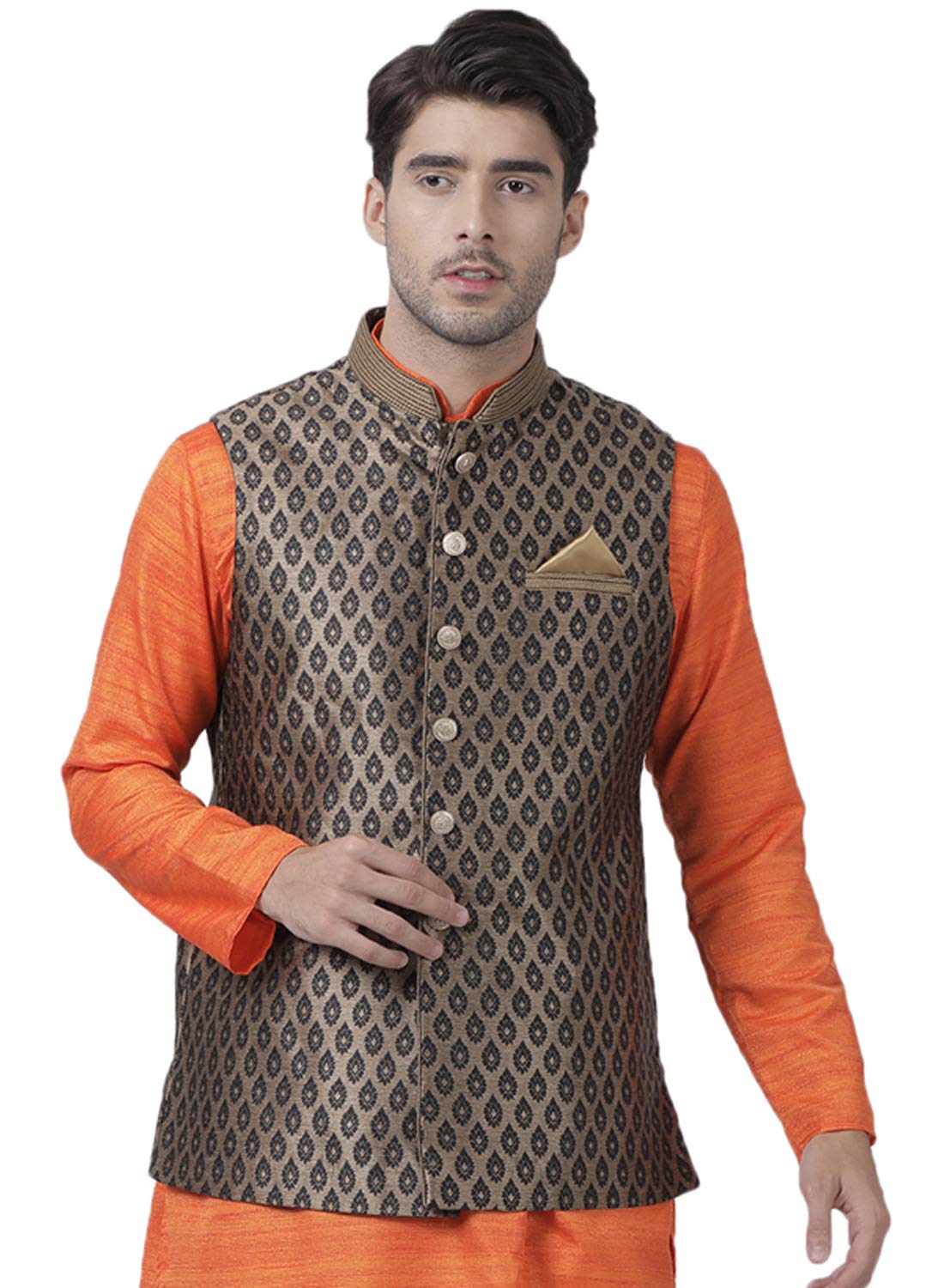 Men's Black Cotton Silk Blend Ethnic Jacket_VASMJ025BL_46-image-40