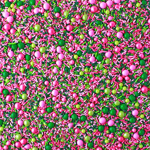 Killarney Rose Sprinkles Mix| St Patricks Day Sprinkles| Ladies Sorority Cake Cupcake Cookie Colorful Sprinkles| Ice Cream Candy Sprinkles Toppers| Light Pink Green Lime Pink Decorating Sprinkles, 4OZ