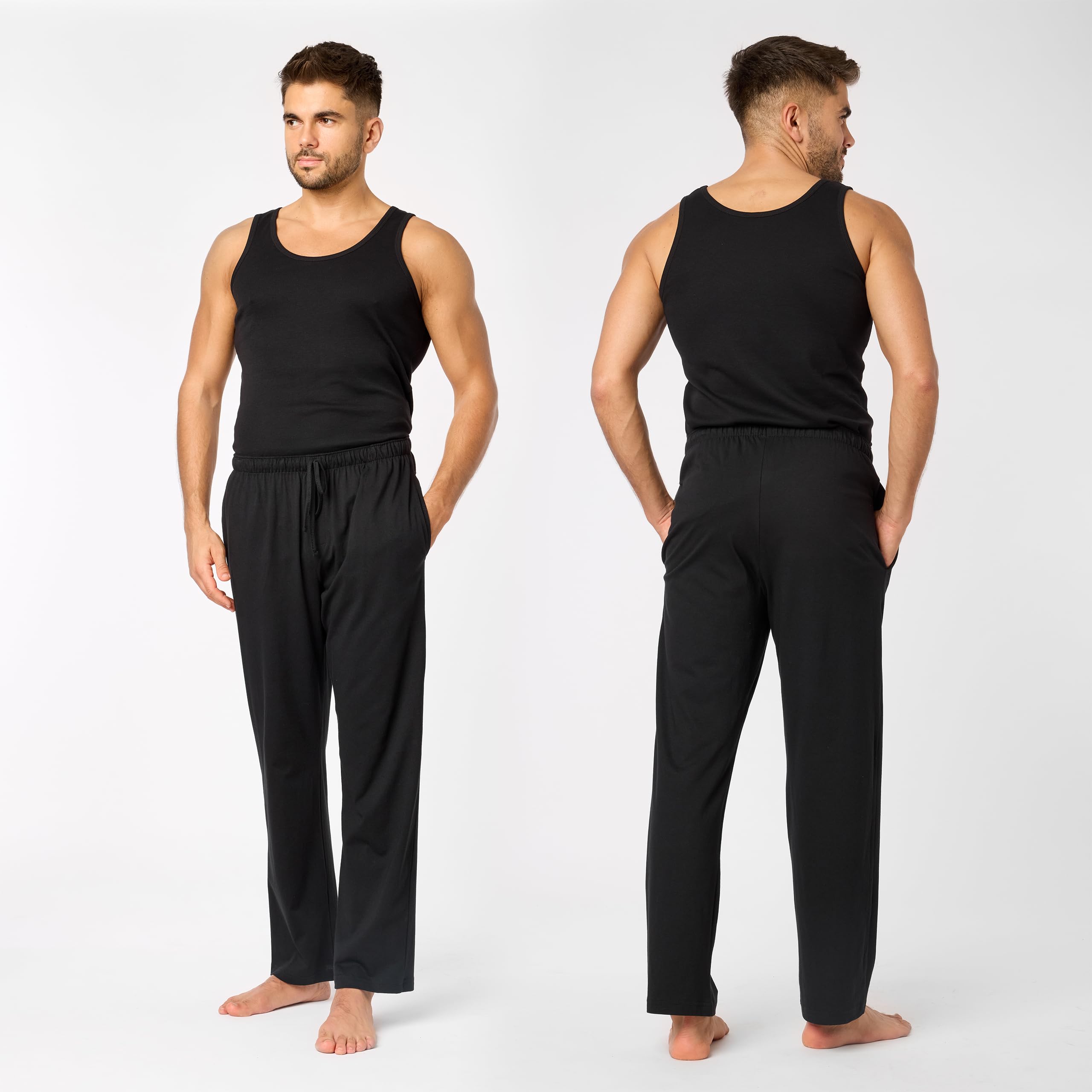 Timone Herren Schlafanzugshose Lang Pyjamahose aus Baumwolle Freizeithose Schlafhose Loungewearhose mit Taschen Nachtwäsche Hose für Herren Sleepwear Haushose TPP-001