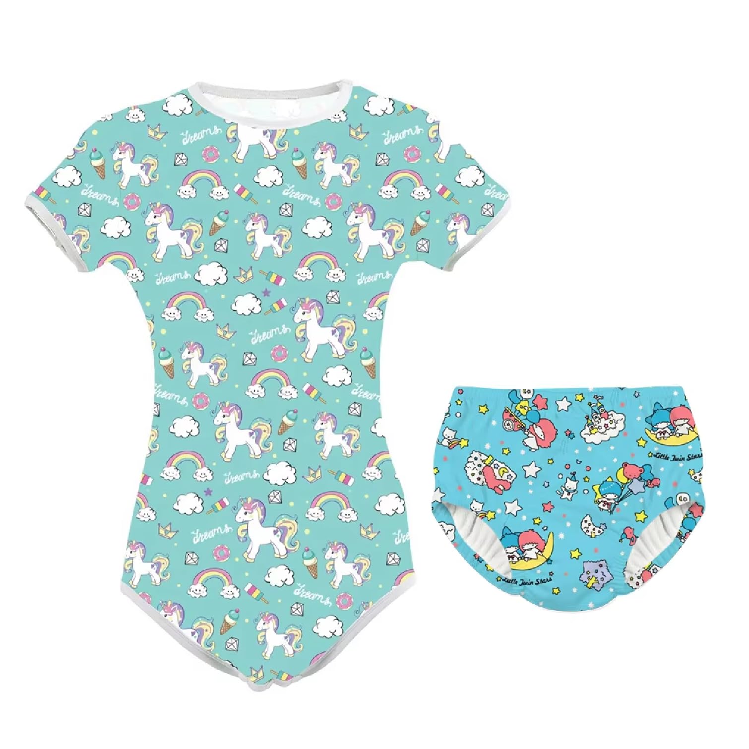 NIKKAPOETRY Training Diaper and Sleep Set, Pajama Combo Pack (US, Alpha, 3X-Large, Blue)
