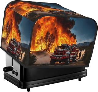Firefighter Fireman Flame Print 4-Slice Toaster Cover Kitchen Appliance For Bread Home Protector Daily Usability