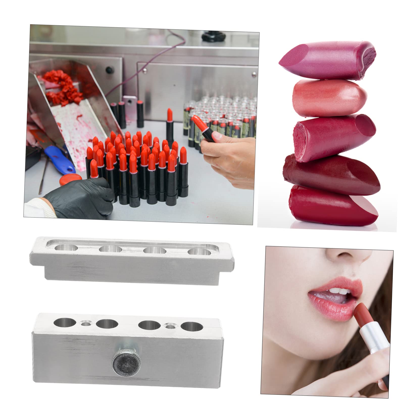 FRCOLOR 3 Juegos De Lápiz Labial Forma Con 4 Agujeros Lápiz Labial Fabricante Selber Set Para Hacer Bálsamo Labial Kits DIY Kit De Bálsamo Labial Aleación De Aluminio Casero