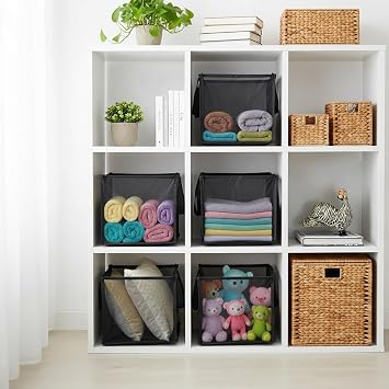 SOUJOY 4Pcs Pop Up Laundry Baskets, 13 Inch Collapsible Mesh Popup Clothes Hampers, Portable and Foldable Washing Bin with Handles for Home, Dorm, Travel and Storage, Black