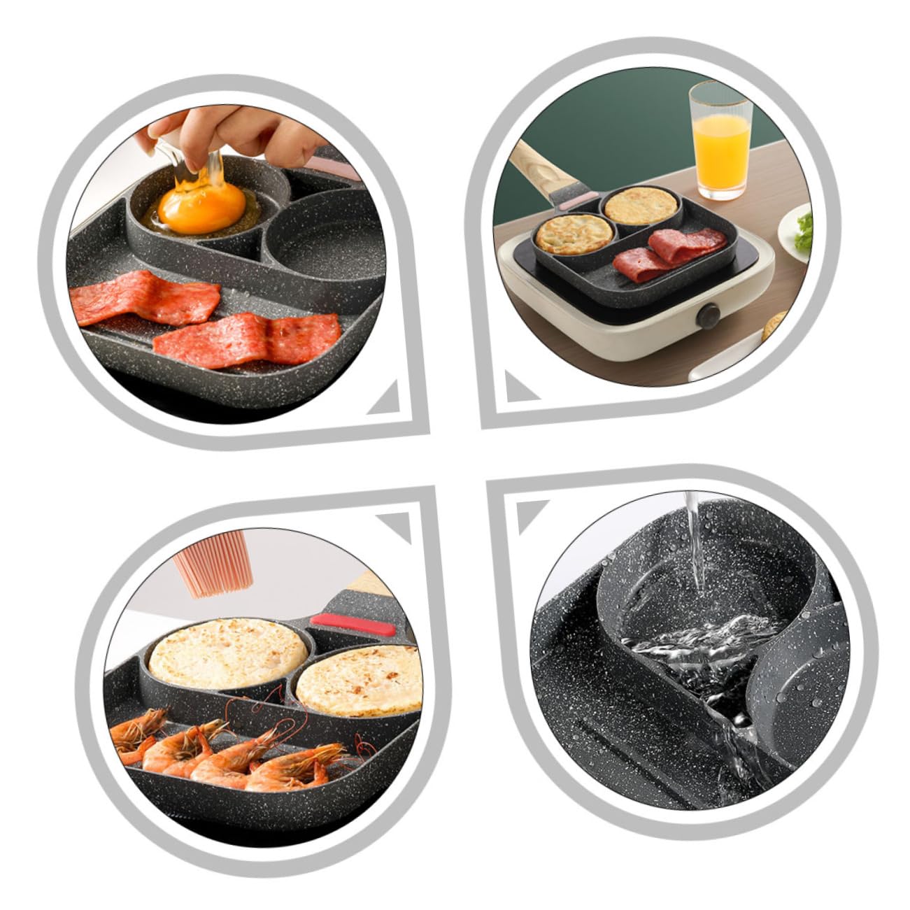 MAGICLULU Spiegeleipfanne und Verformungsfest aus Aluminium mit Antihaftbeschichtung Energieeffizient 3 Stück und Holzgriff für Frühstück und Omelett