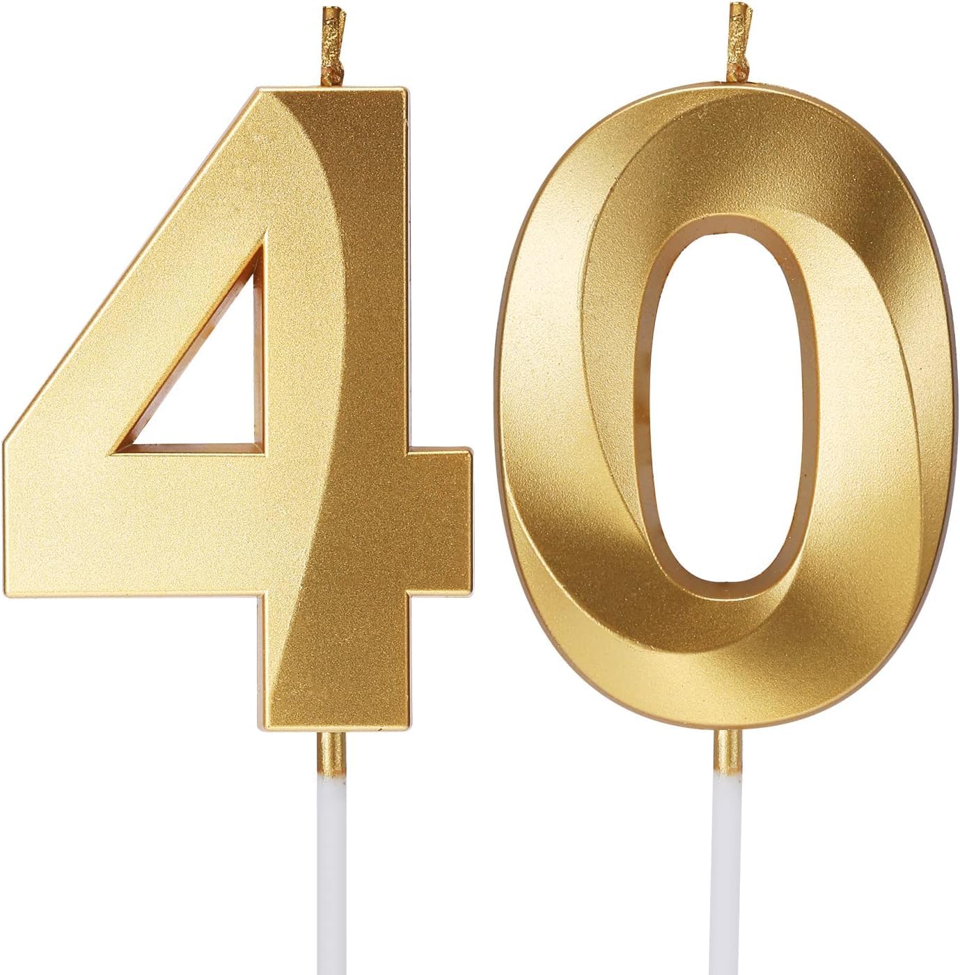 3D Number 40 Cake Candle – Metallic Gold Pack of 2 | 40th Birthday & Anniversary Candle | Non-Toxic Paraffin Wax | Premium Gold Cake Topper Decoration-image-34