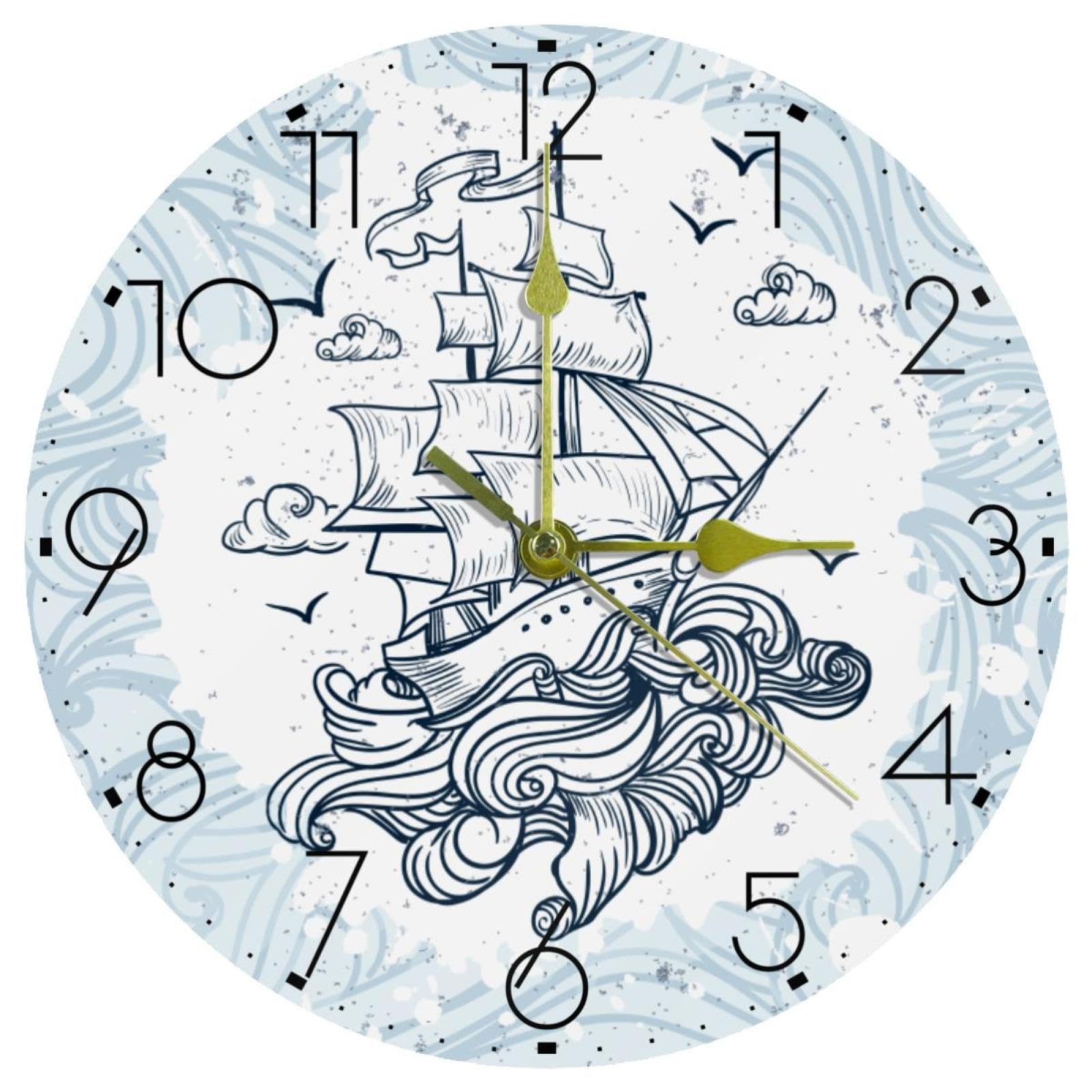 Horloge murale acrylique ronde design marin haut de gamme pour intérieur