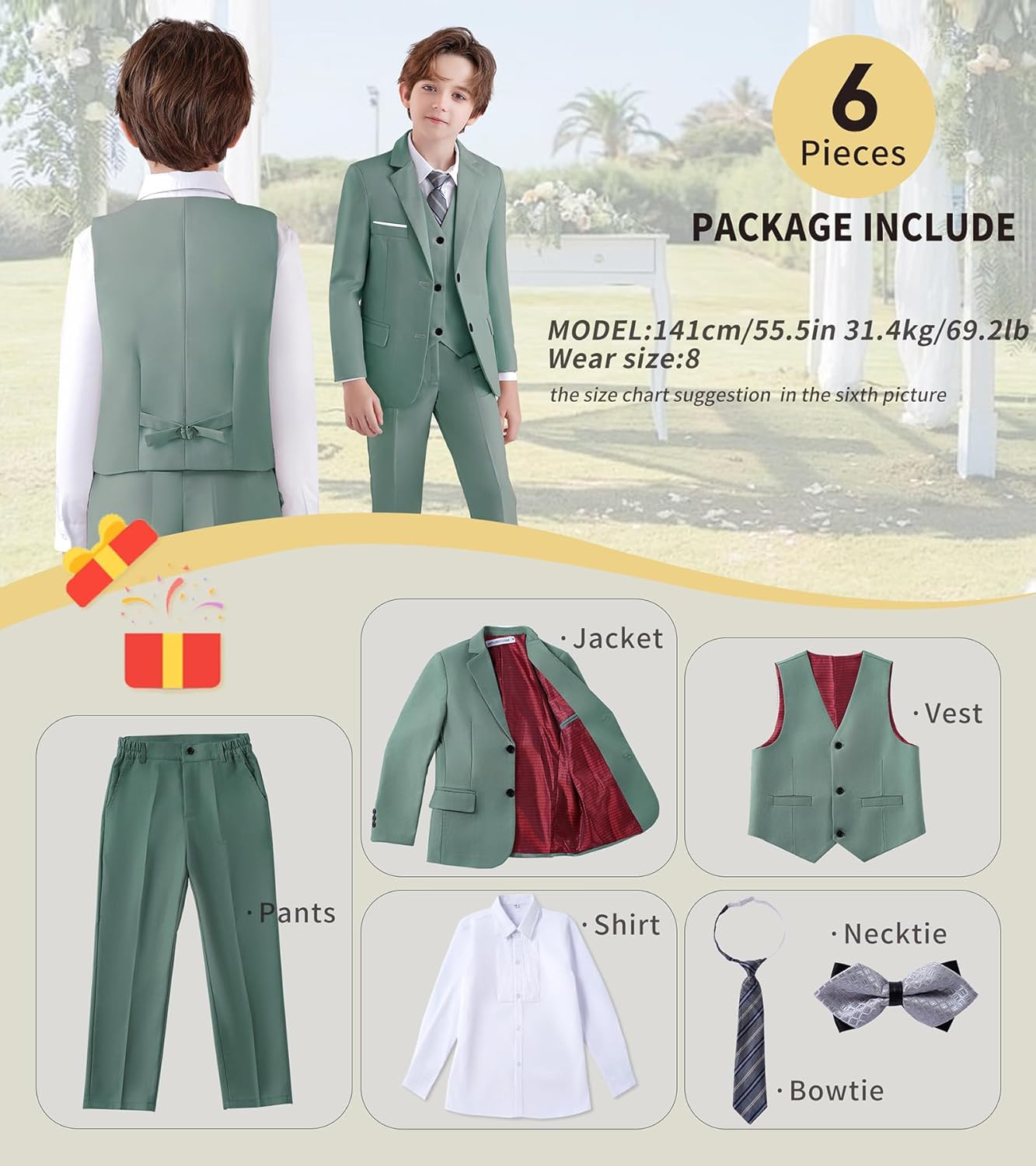 Boys Suit Formal Suits for Boy Slim Fit Kids Tuxedo Suit for Teen Boy Toddler Dress Boys Wedding Communion
