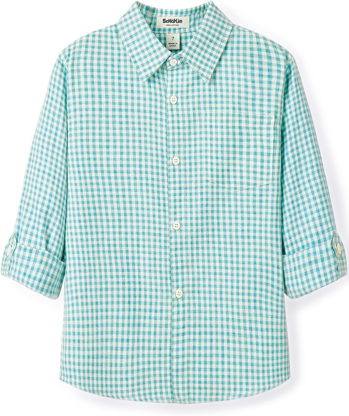 - Boys' Long Sleeve Plaid Pure Cotton Button Down Shirt 3-10 Years