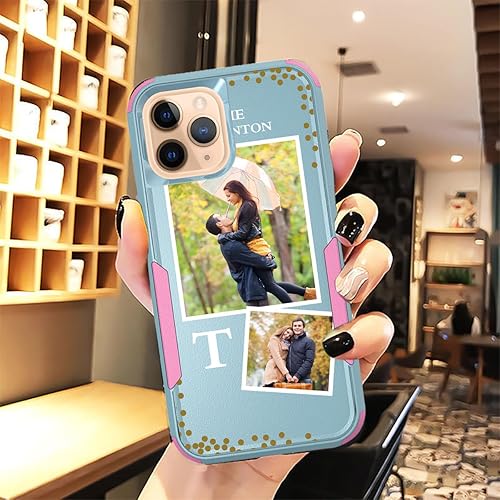 Vista 133 de Funda de fotos personalizada para Apple iPhone 11 Pro Max, patrón de collage a cuadros, personalizado para hacer imágenes en gruesa 3 híbrida Rosa