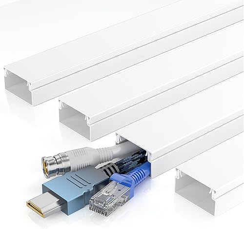 Delamu Ocultador de cable para TV montado en la pared, sistema de cubierta de cables pintable de 63 pulgadas, kit de canaleta de gestión de cables