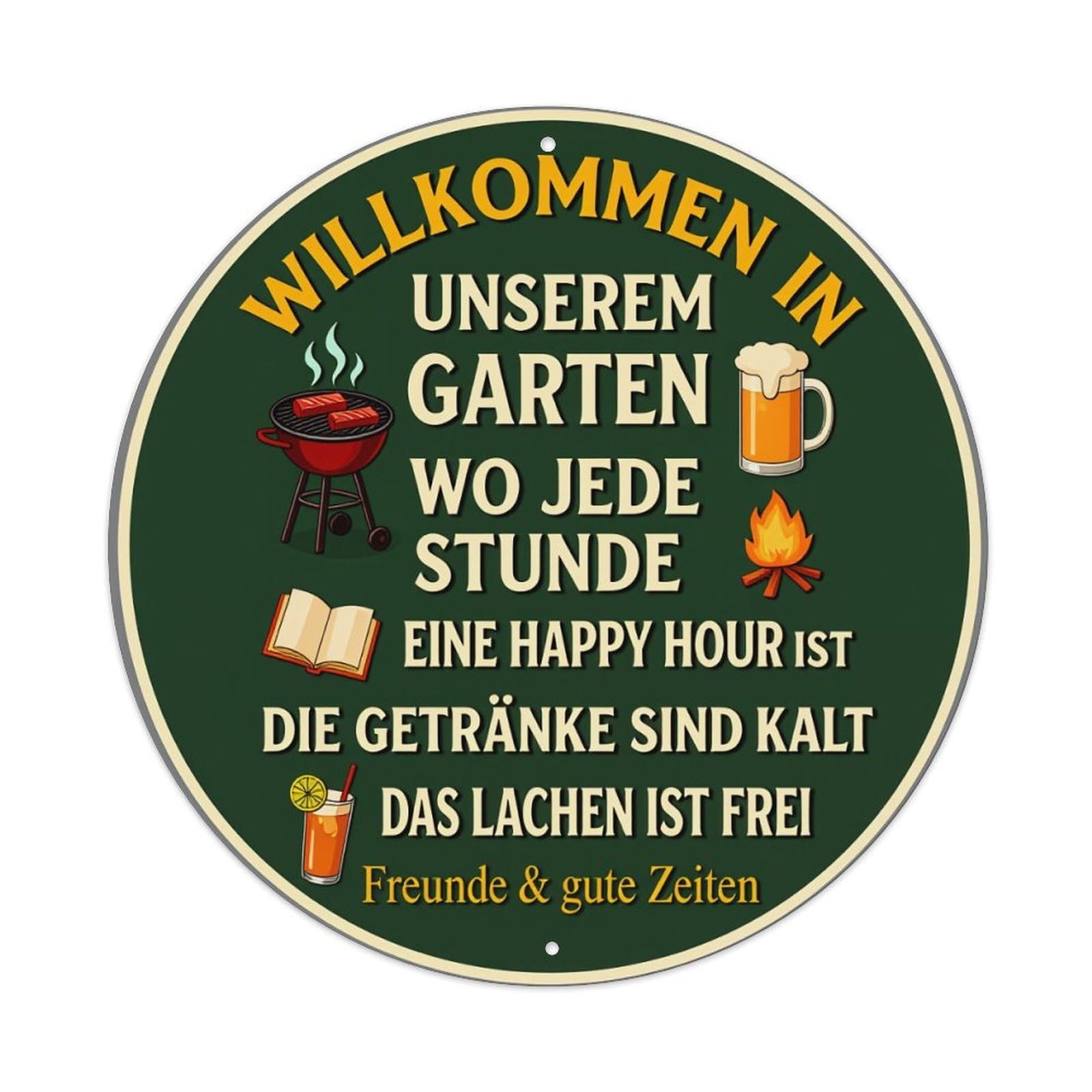 Welcome To Our Garden Round Tin Sign Vintage Metal Sign Home Bar Garden Indoor & Outdoor Wall Decor Retro Metal Poster 8x8 Inch